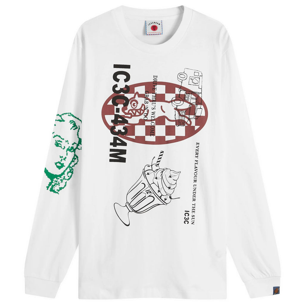 Icecream Multi Graphic Long Sleeve T-Shirt White