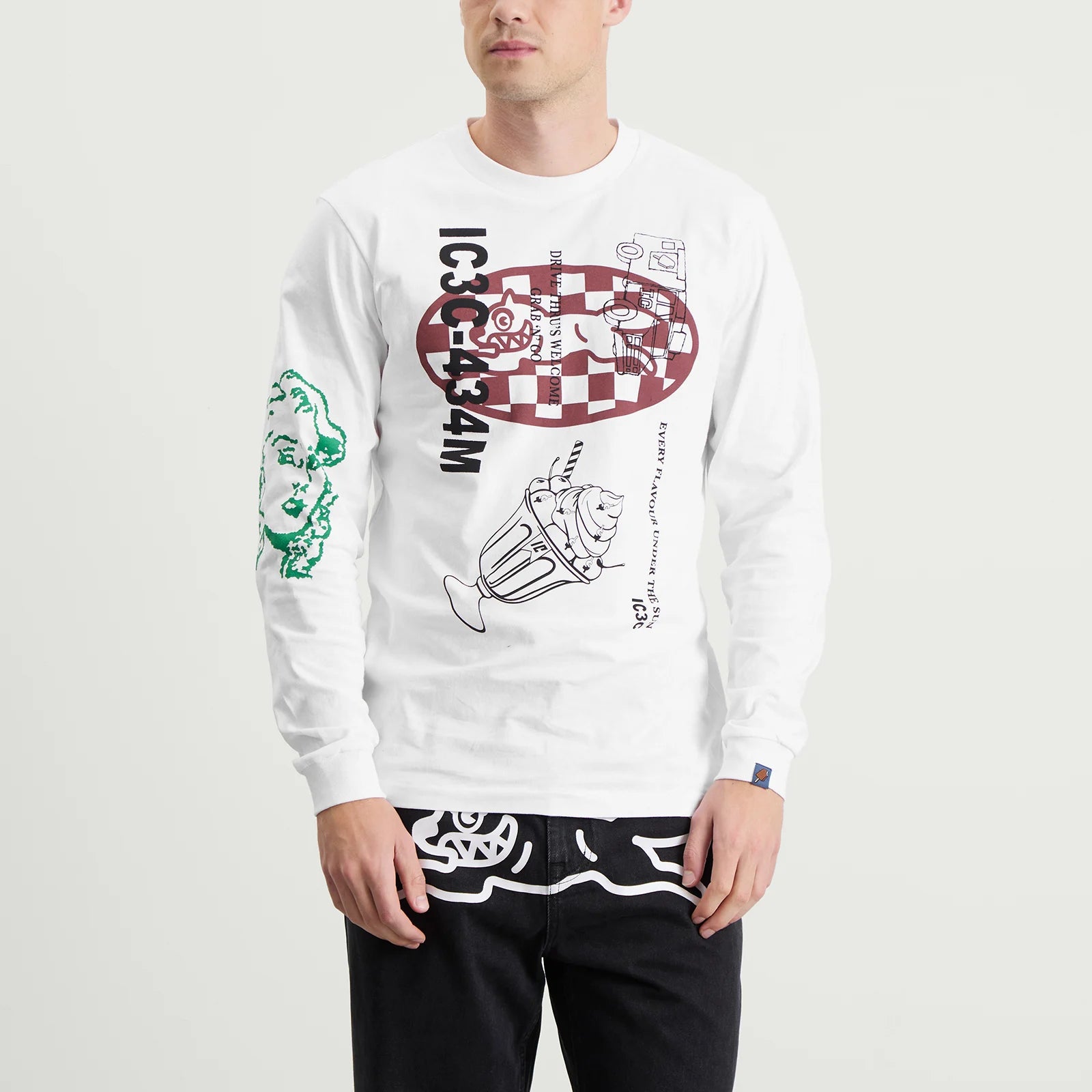 Icecream Multi Graphic Long Sleeve T-Shirt White