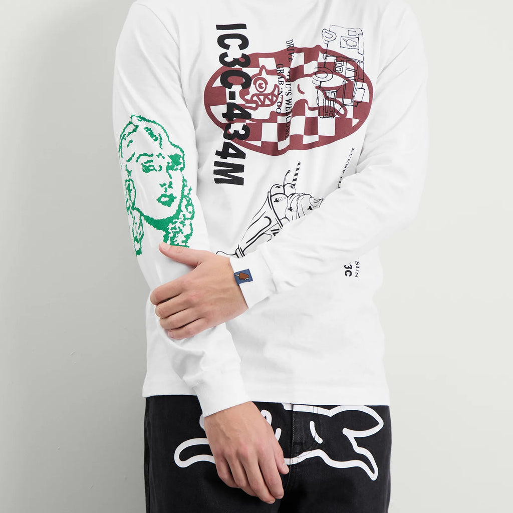 Icecream Multi Graphic Long Sleeve T-Shirt White