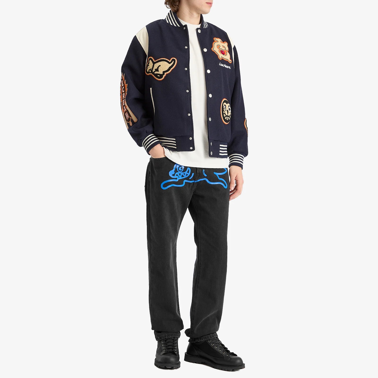 Icecream Running Dog Straight Leg Denim Jeans Black