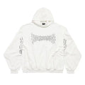 BALENCIAGA Logo-print Darkwave Round Hoodie Oversized in White