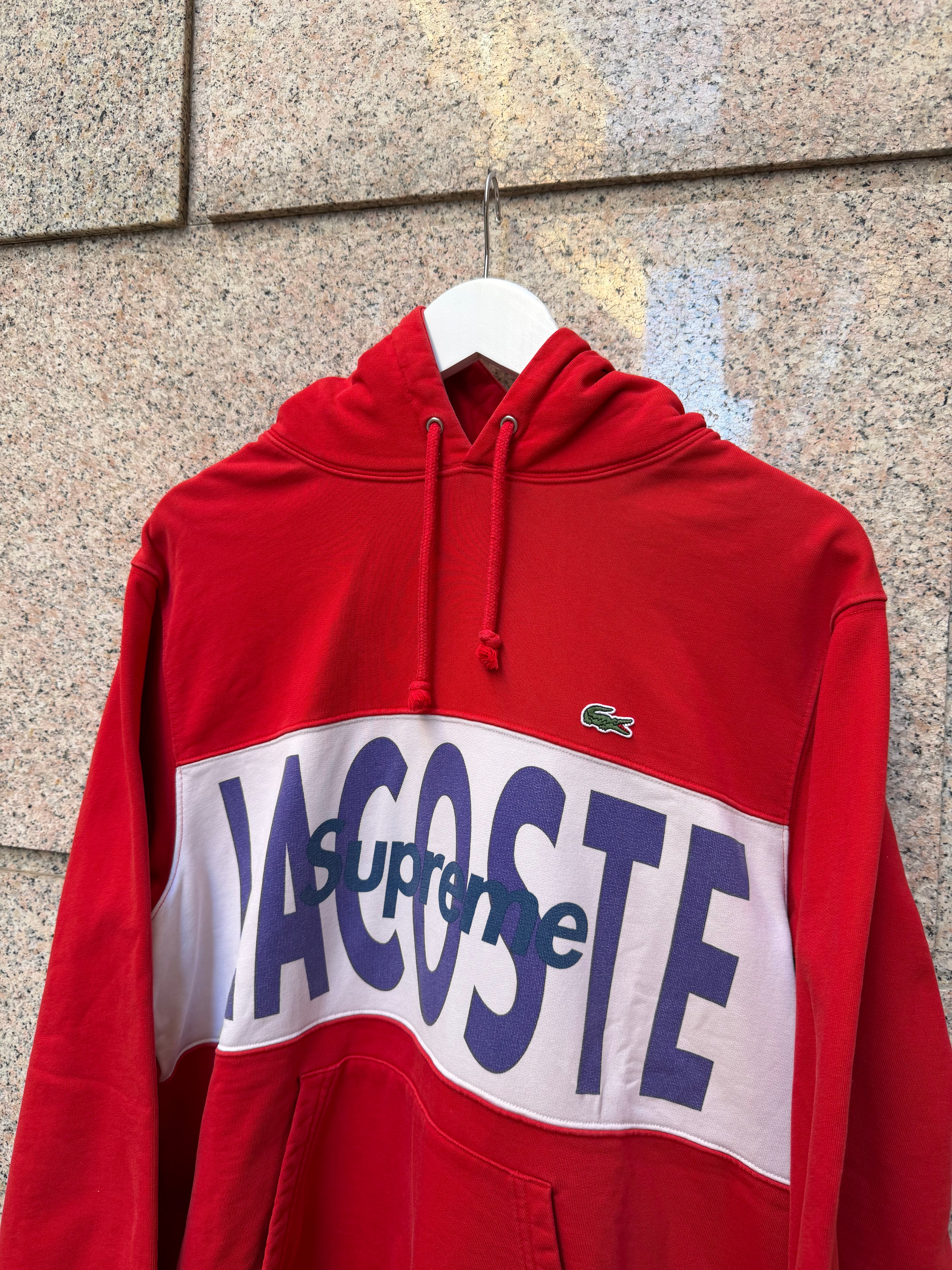 Supreme X Lacoste Hoodie Red  - M (USED)
