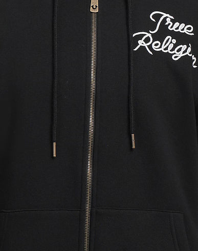 True Religion Zip Hoodie Rainbow Embro Black