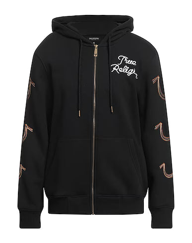 True Religion Zip Hoodie Rainbow Embro Black
