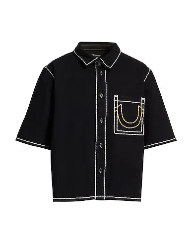 True Religion Super T Oversized Fit Denim Shirt Black