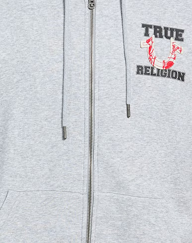 True Religion Zip Hoodie Grey Patch