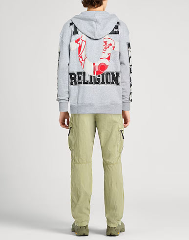 True Religion Zip Hoodie Grey Patch