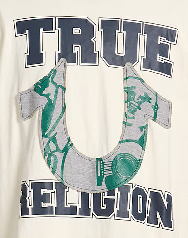 True Religion Painted Horseshoe Tee Beige Green