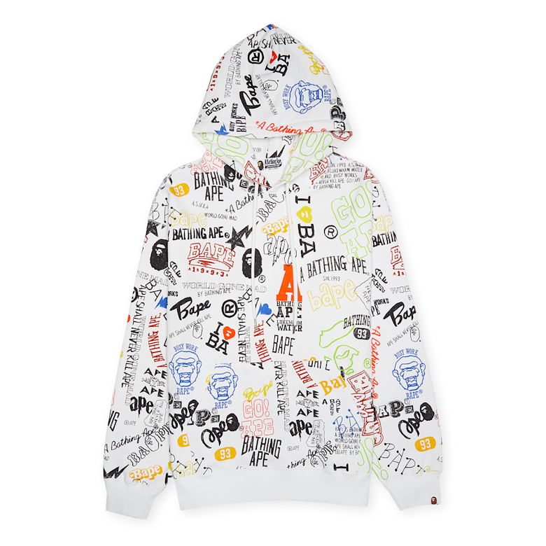A Bathing Ape BAPE Hoodie Hand Draw White