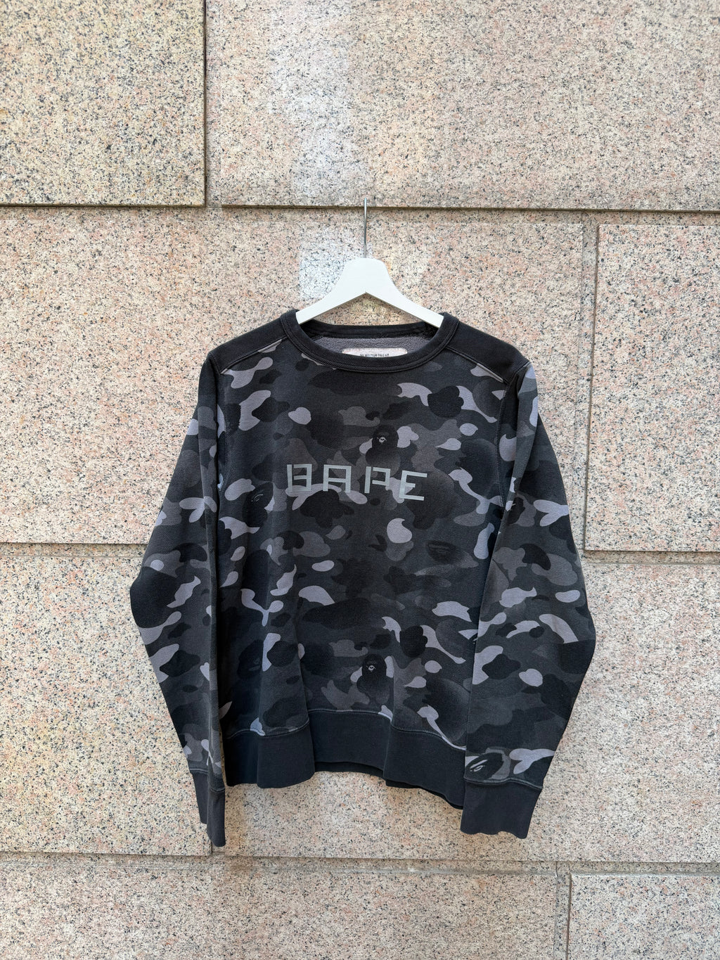 A Bathing Ape Bape Camo Grey Crewneck - S (USED)