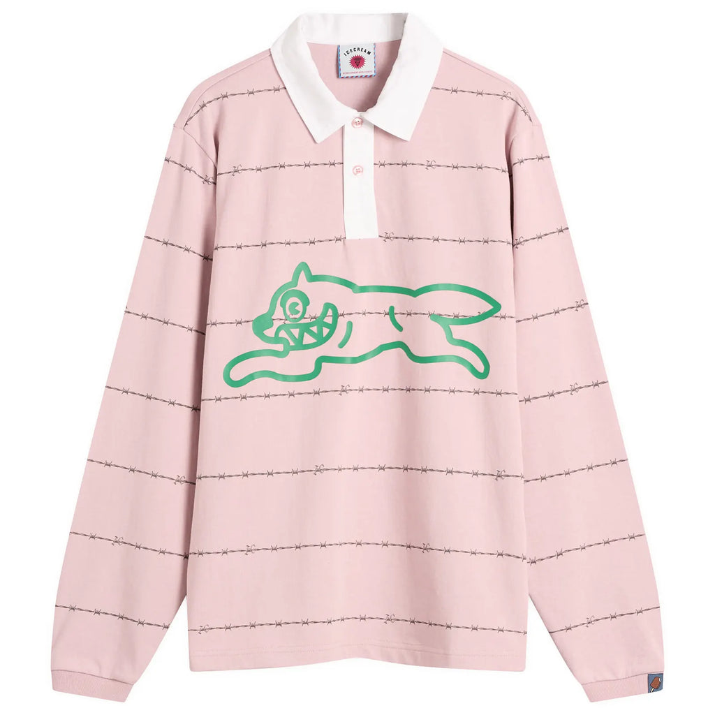 Icecream Barbed Wire Running Dog Rugby Shirt Pale Pink