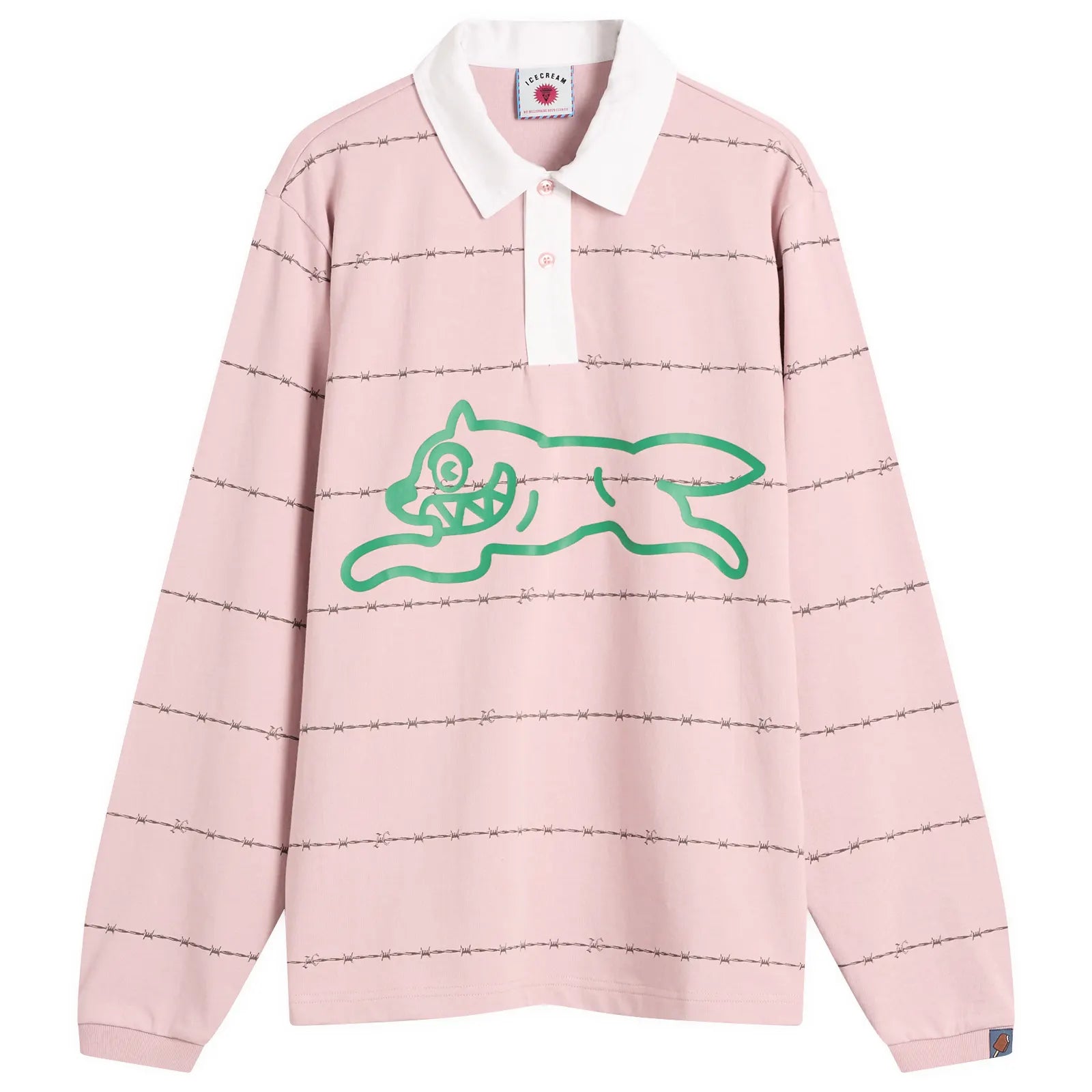 Icecream Barbed Wire Running Dog Rugby Shirt Pale Pink