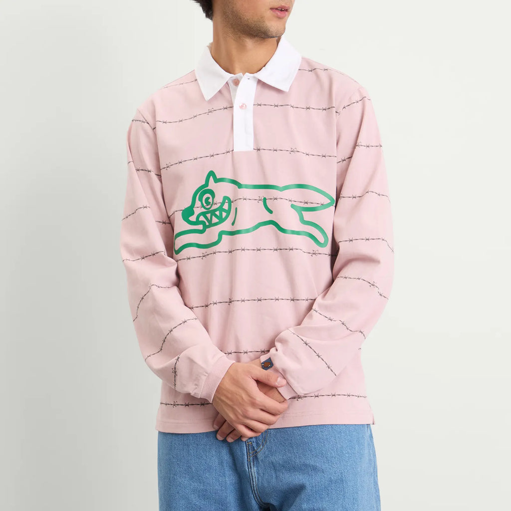 Icecream Barbed Wire Running Dog Rugby Shirt Pale Pink
