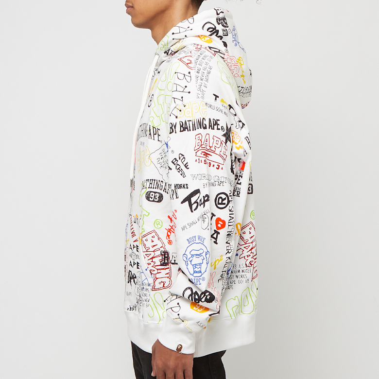 A Bathing Ape BAPE Hoodie Hand Draw White