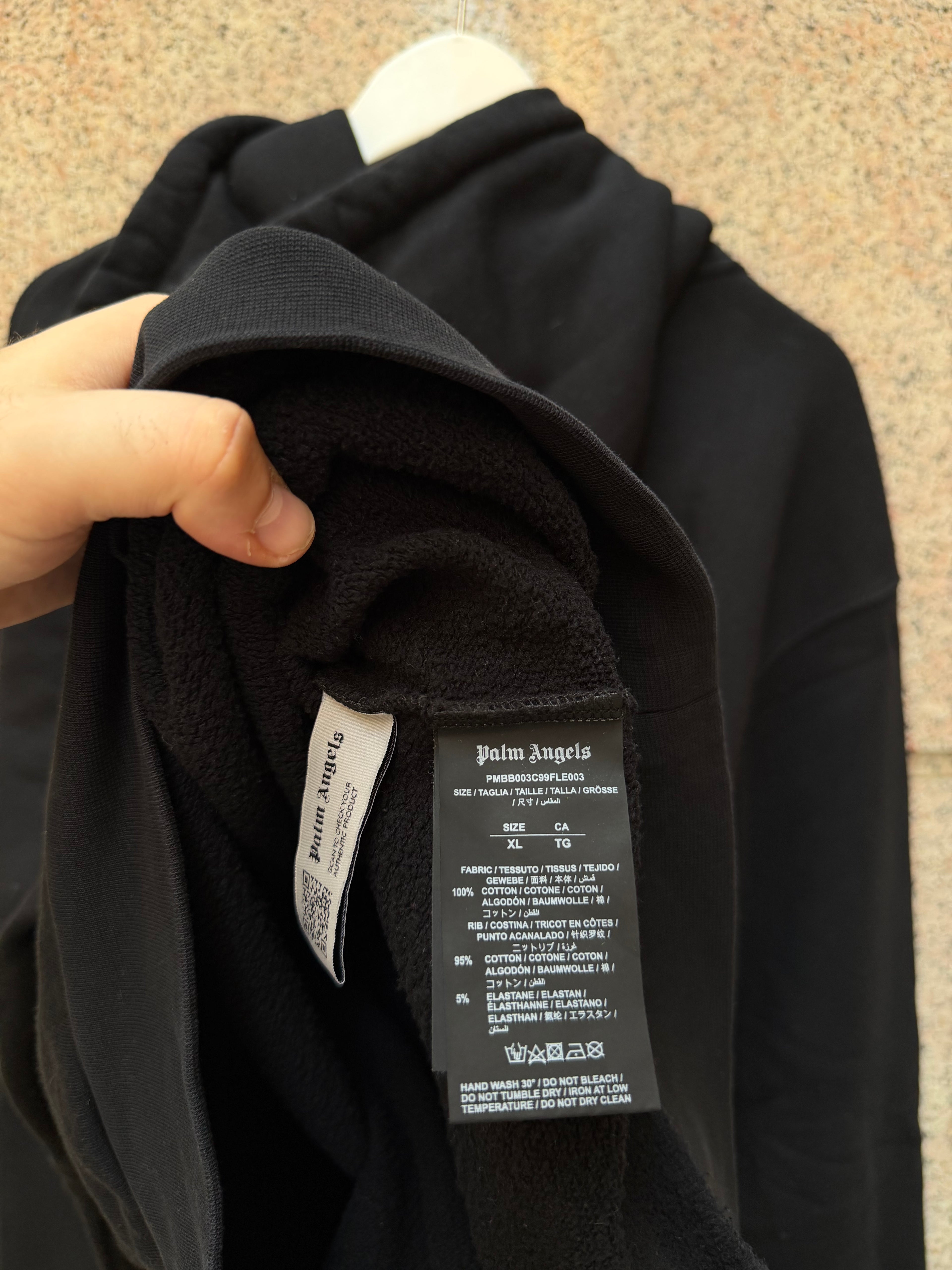 Palm Angels Hoodie Spray Logo Black Paris -  XL (USED)