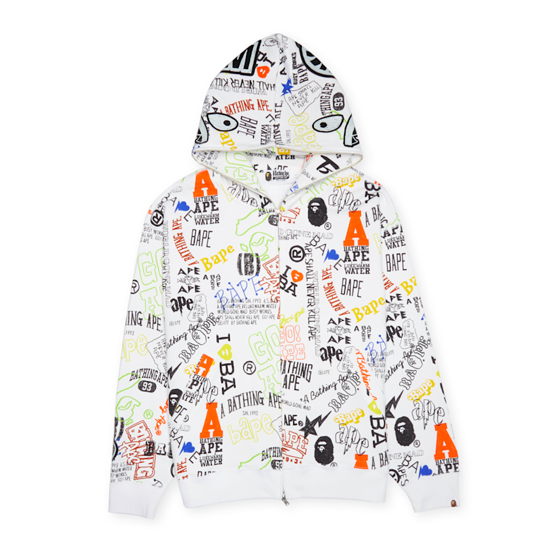 A Bathing Ape BAPE Shark Zip Hoodie Hand Draw White