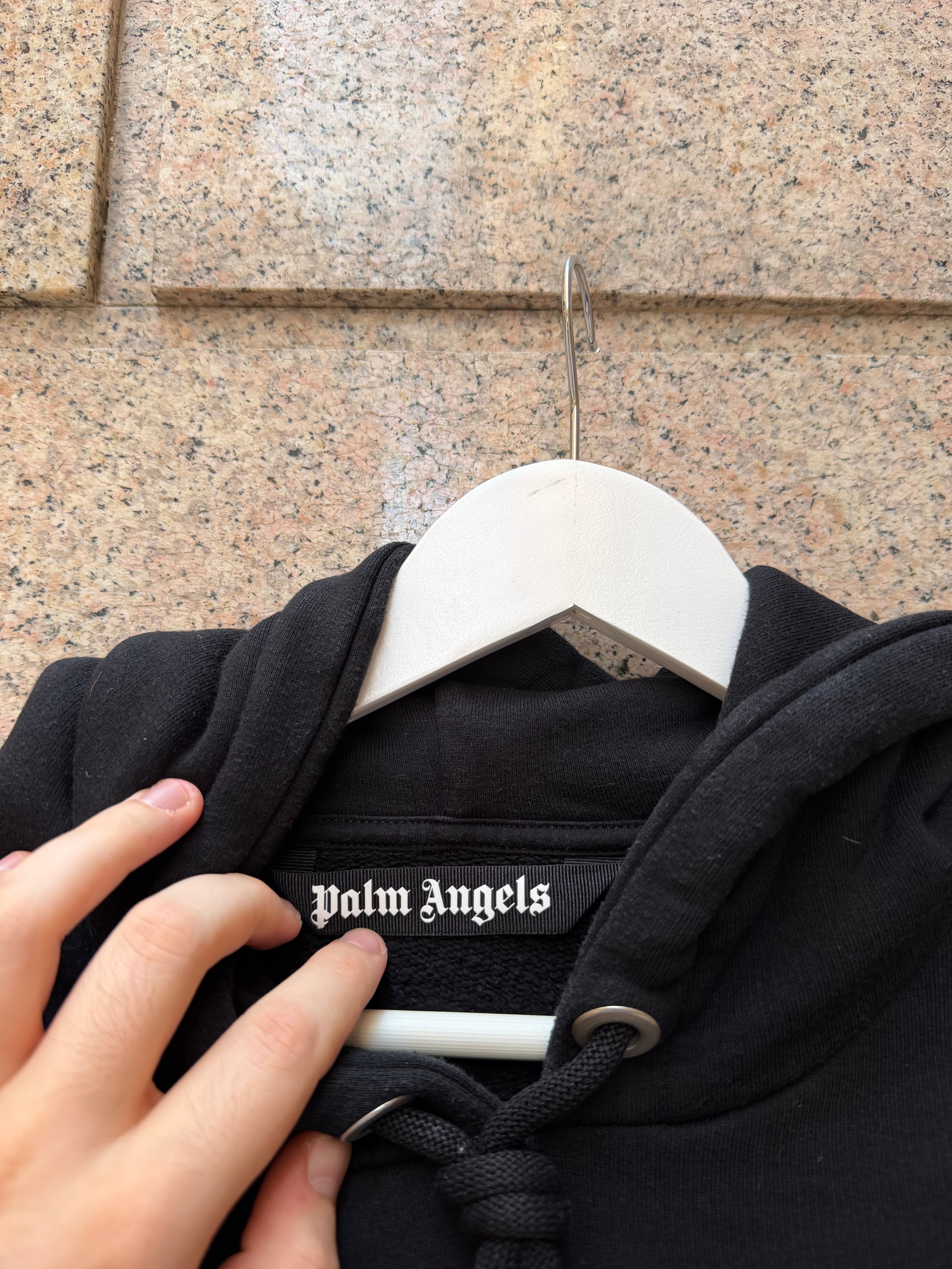 Palm Angels Hoodie Spray Logo Black Paris -  XL (USED)