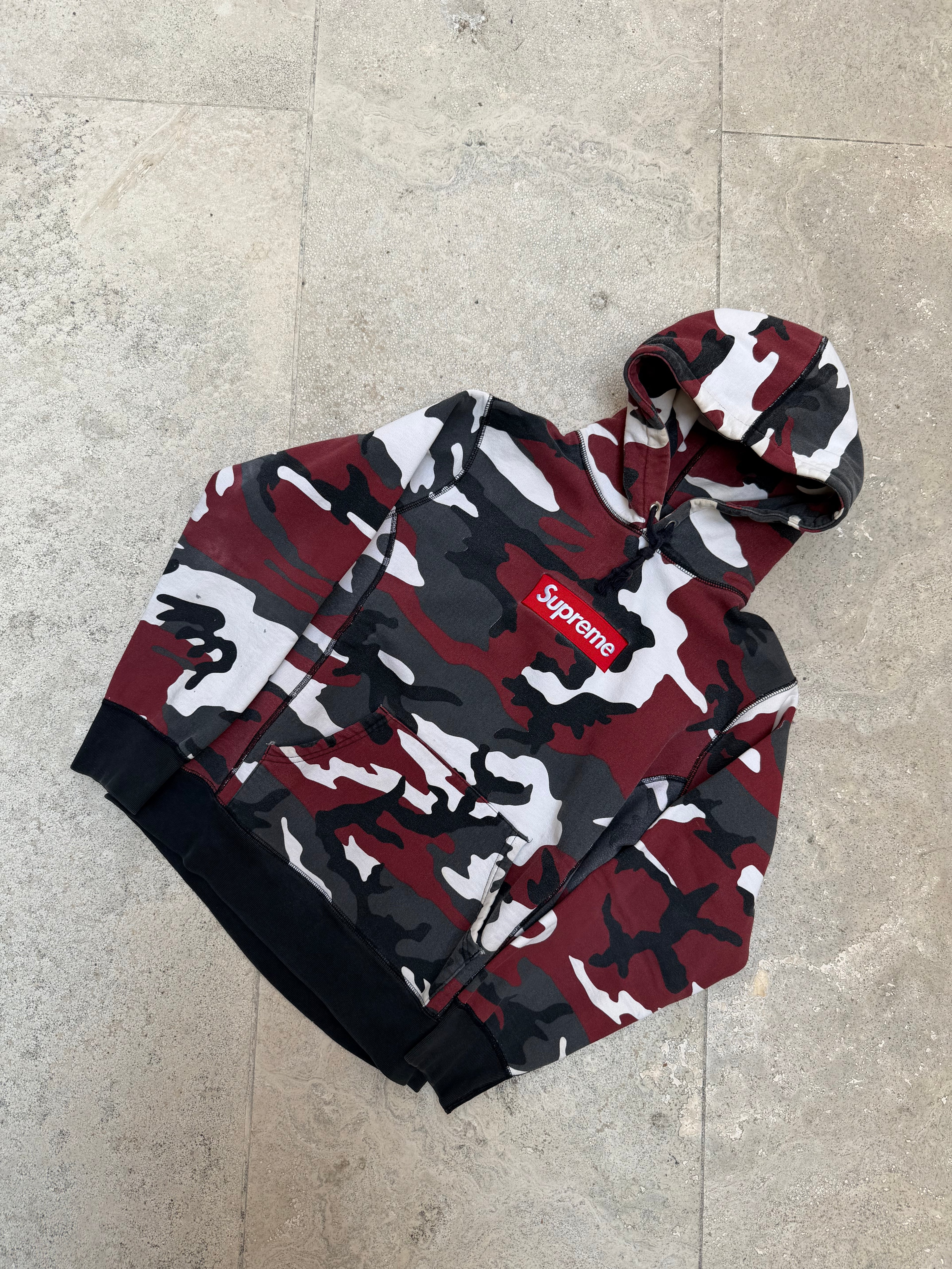Supreme Hoodie Box Logo Camo Red FW13 - M (USED)
