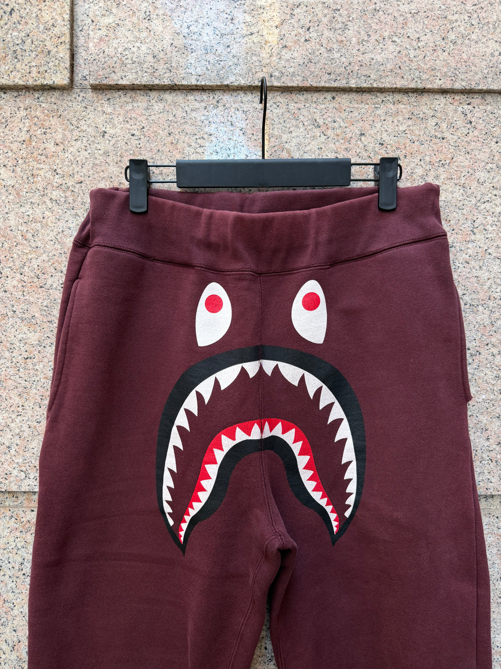 A Bathing Ape Bape Camo Shark Sweatpants Burgundy - L (USED)