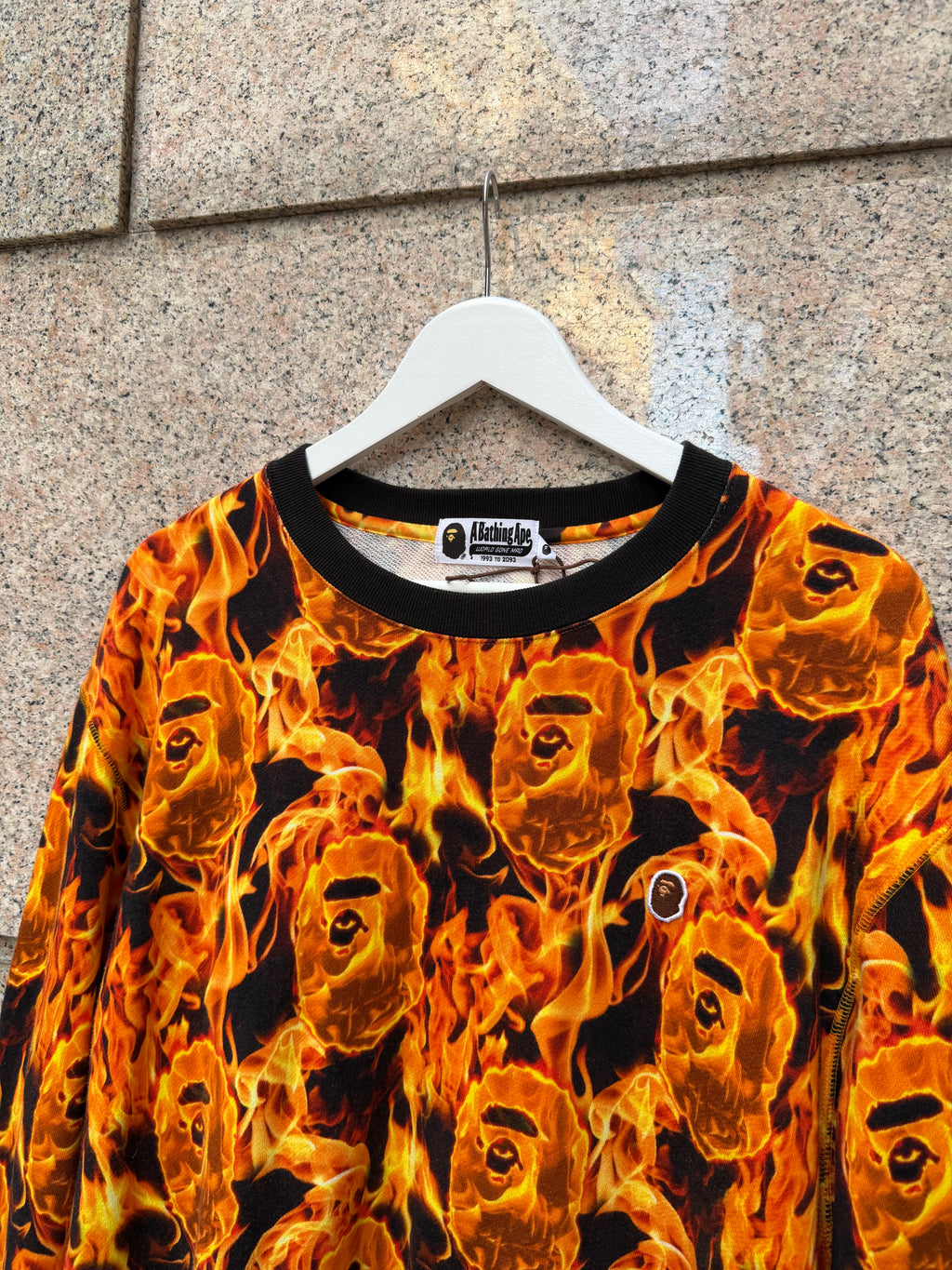 A Bathing Ape Bape Flame Wide Crewneck - XL (USED)