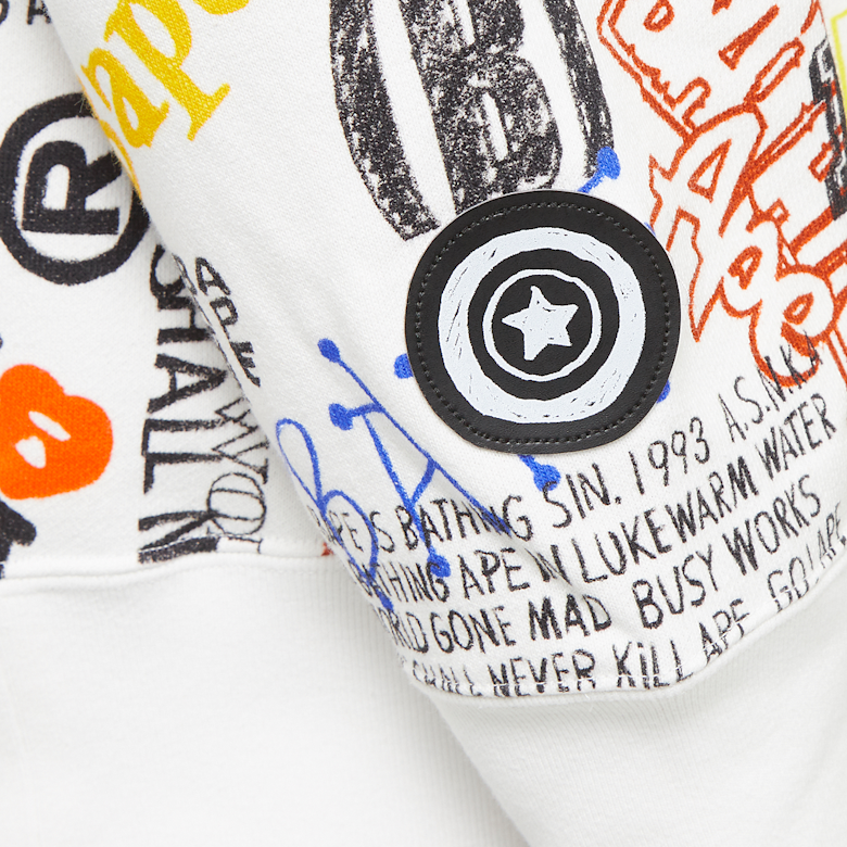 A Bathing Ape BAPE Shark Zip Hoodie Hand Draw White