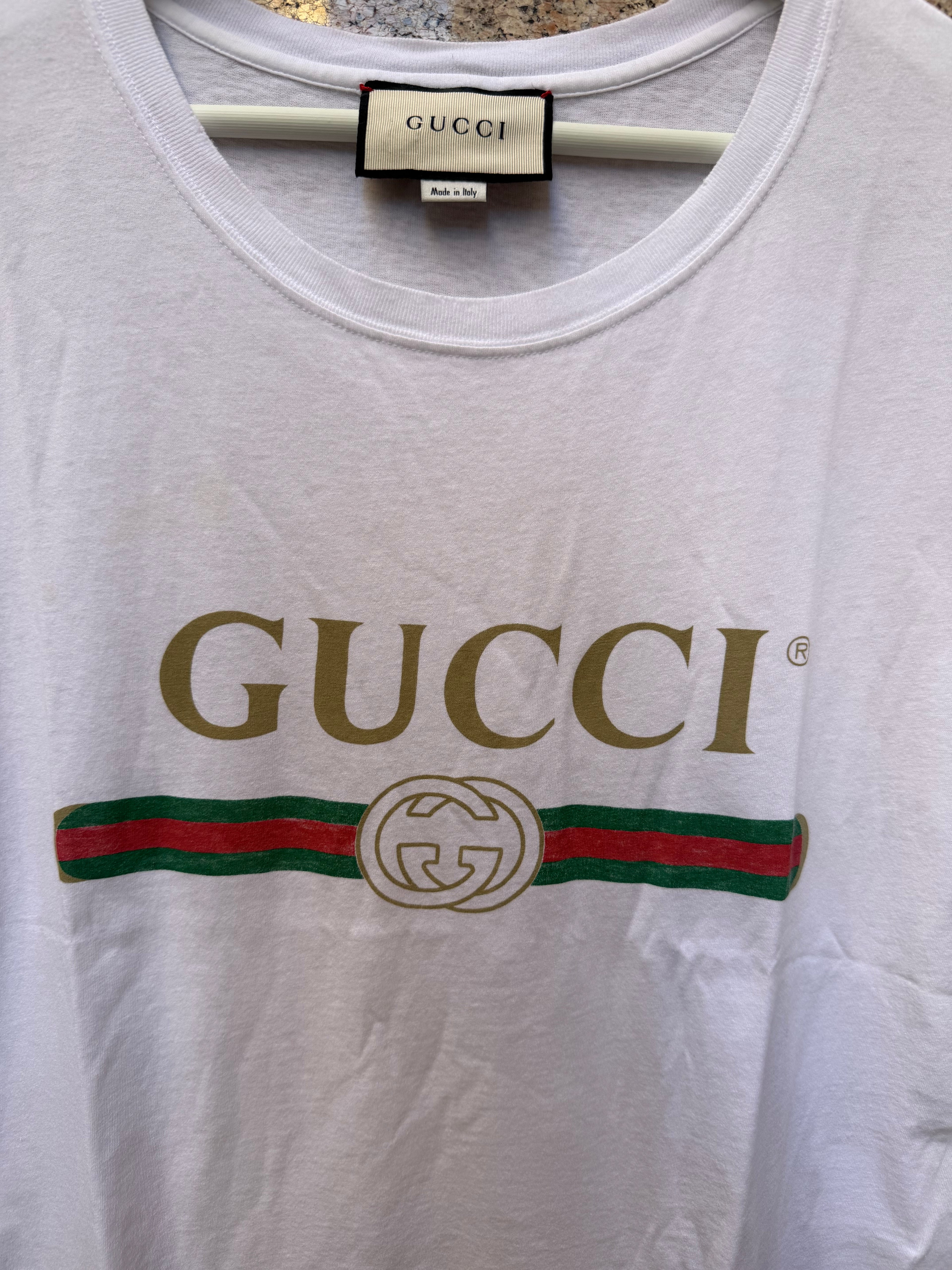 Gucci Tee Logo Washed Print White - XS (USED)