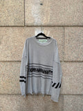 Off-White Distressed Logo Intarsia Sweater Grey - M (USED)