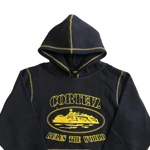 Corteiz Alcatraz Contrast Hoodie Black Yellow