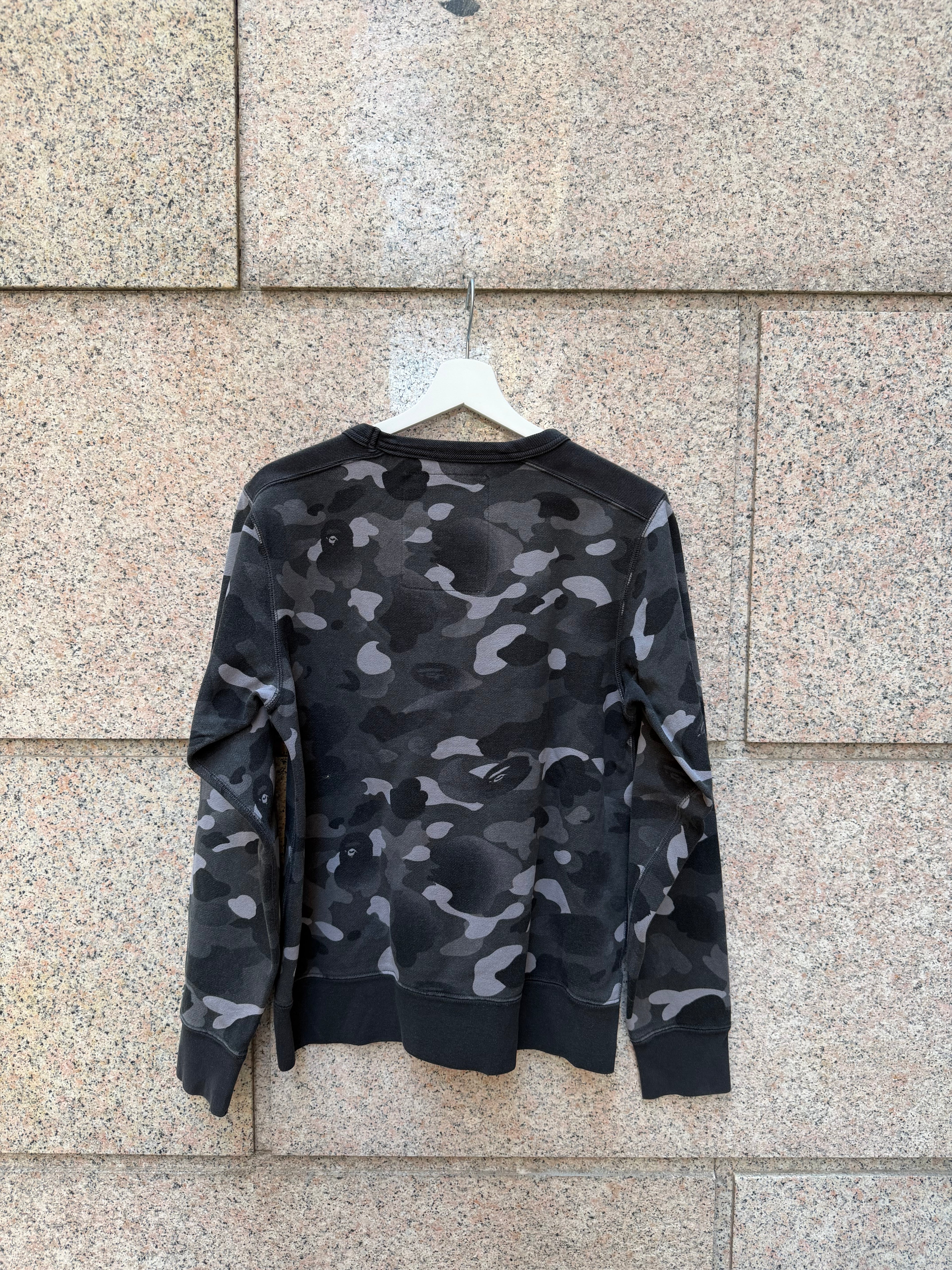 A Bathing Ape Bape Camo Grey Crewneck - S (USED)