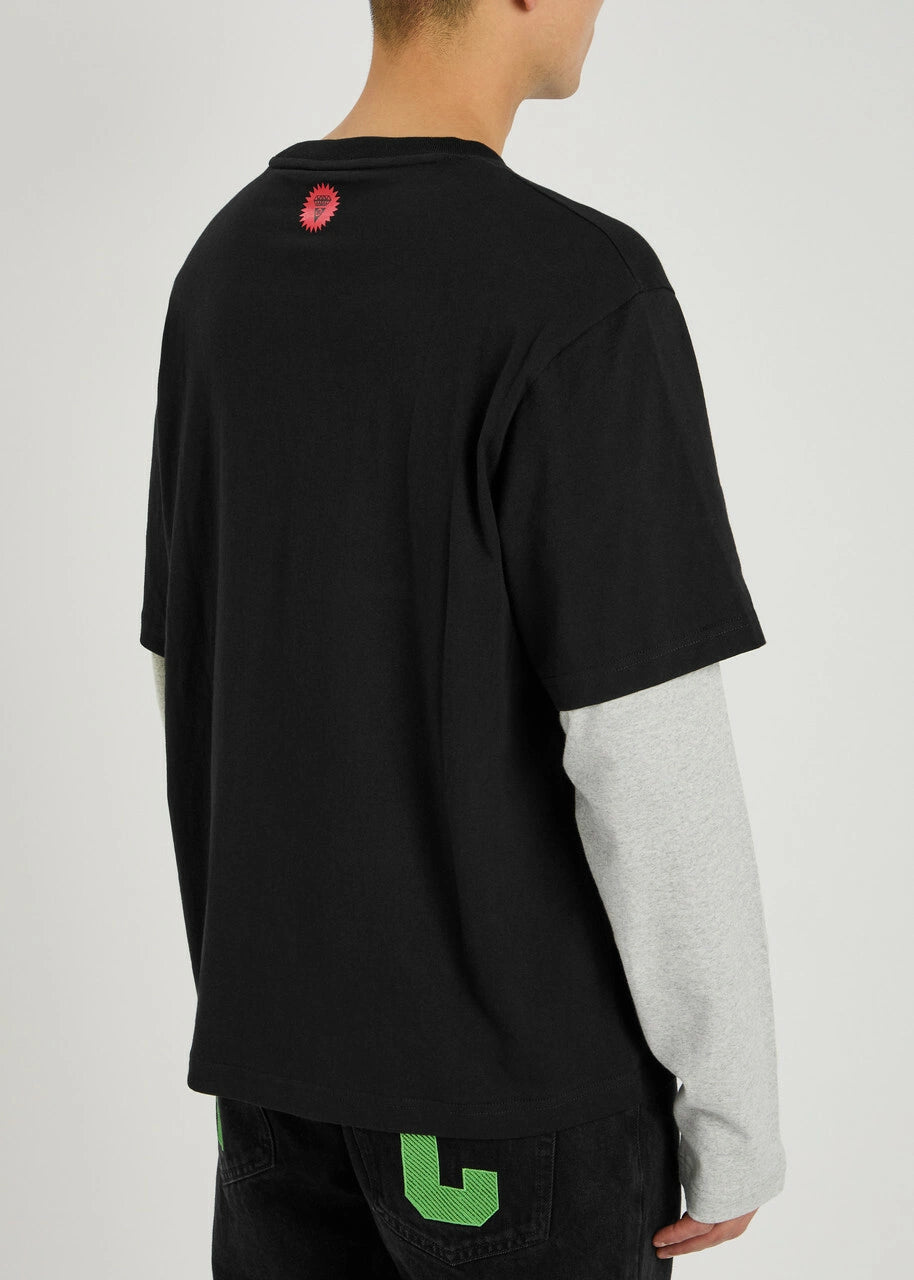 Icecream Layered Logo-print Cotton T-shirt Black by ICECREAM