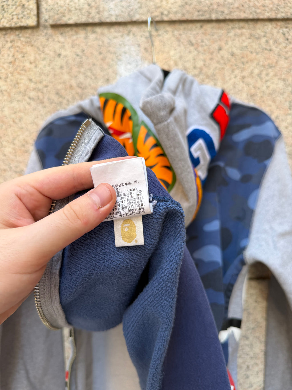 A Bathing Ape Bape Camo Hoodie Blue Grey Shark - M (USED)