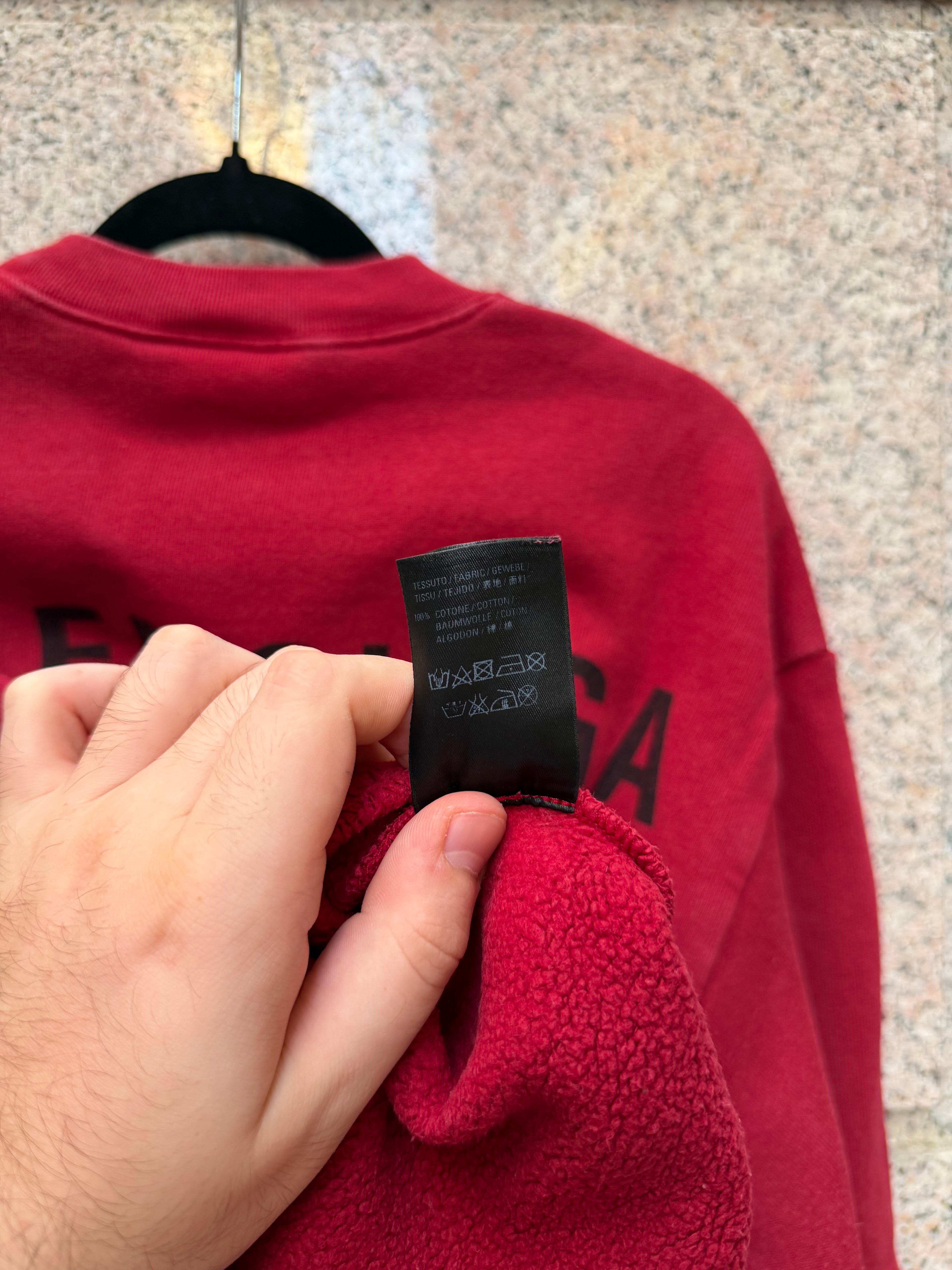 Balenciaga Crewneck Red Black Logo Back - S (USED)