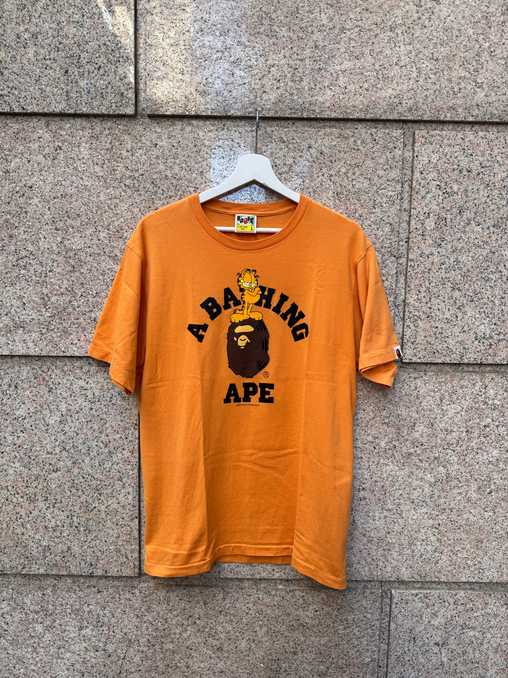 A Bathing Ape Bape X Garfield Orange Tee - L (USED)