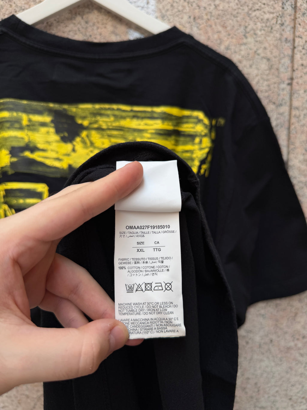 Off-White Virgil Abloh Black/Yellow Brushstroke Tee - XXL (USED)