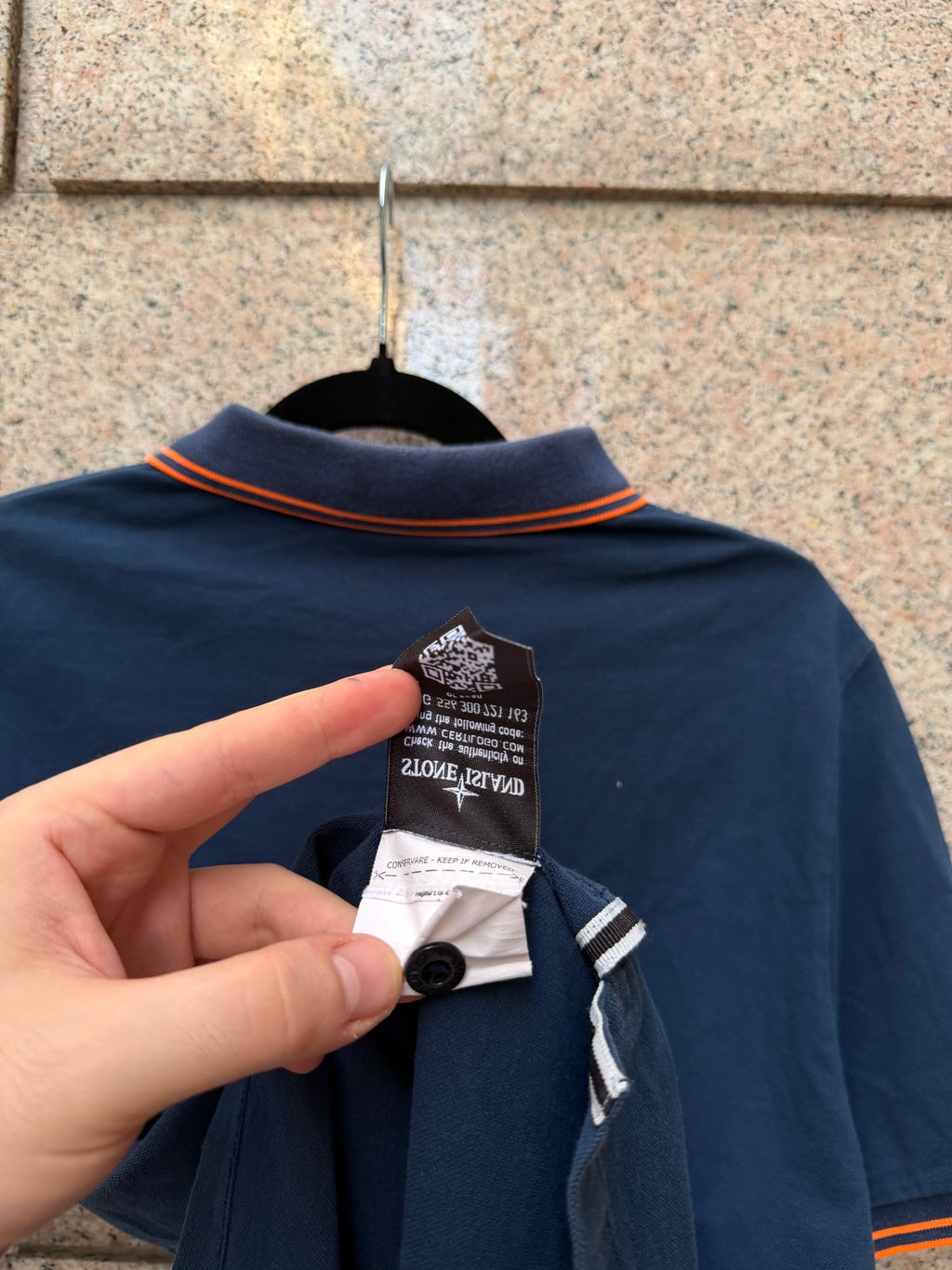 Stone Island Navy Polo Slim Fit - L Fit S/M (USED)