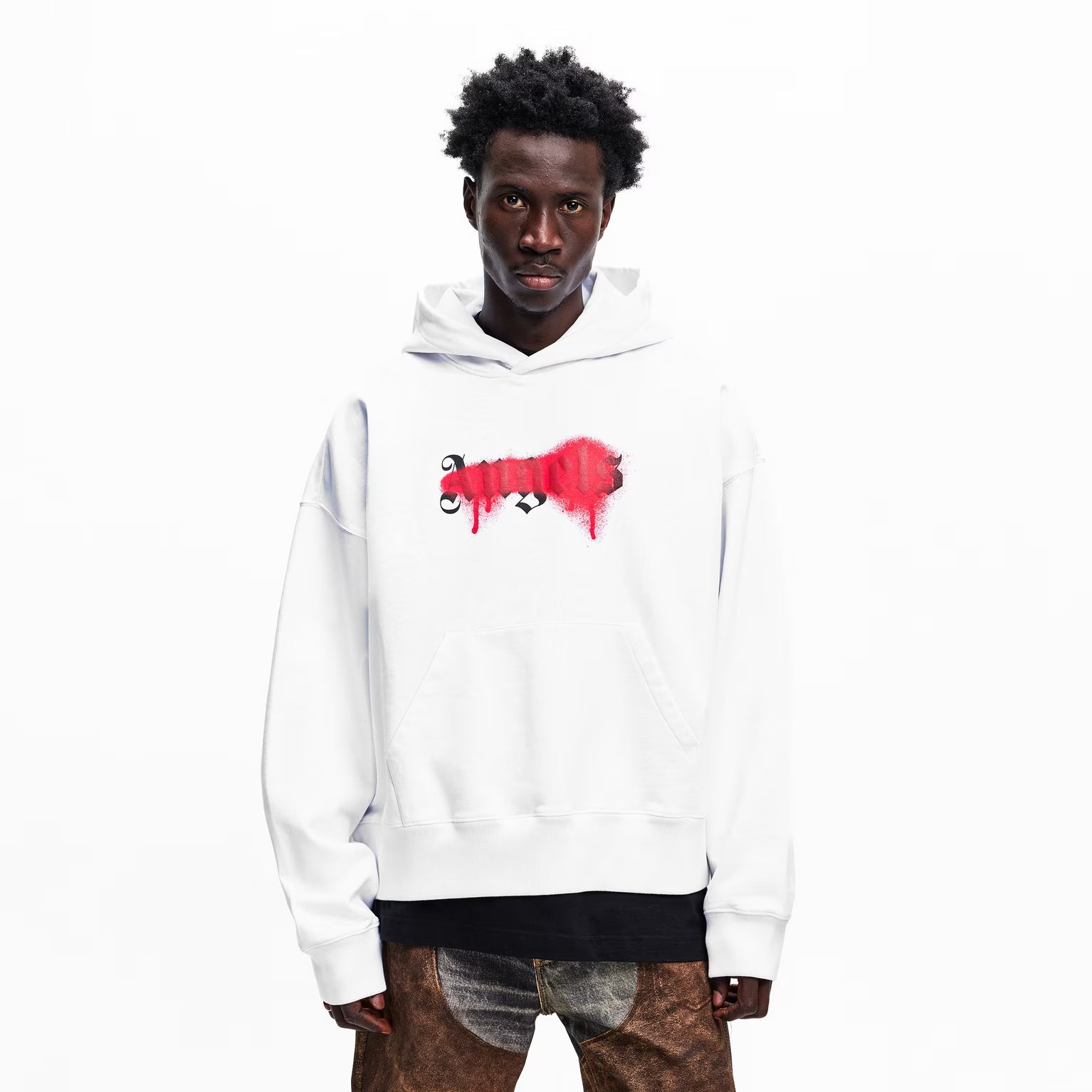 Palm Angels Hoodie Spray White Red