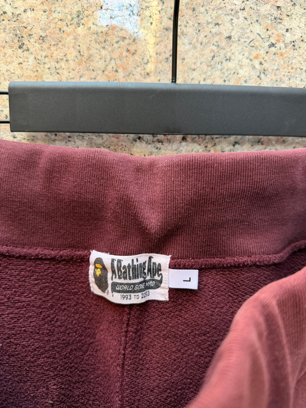 A Bathing Ape Bape Camo Shark Sweatpants Burgundy - L (USED)