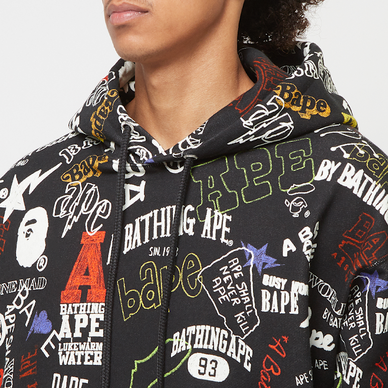 A Bathing Ape BAPE Hoodie Hand Draw Black