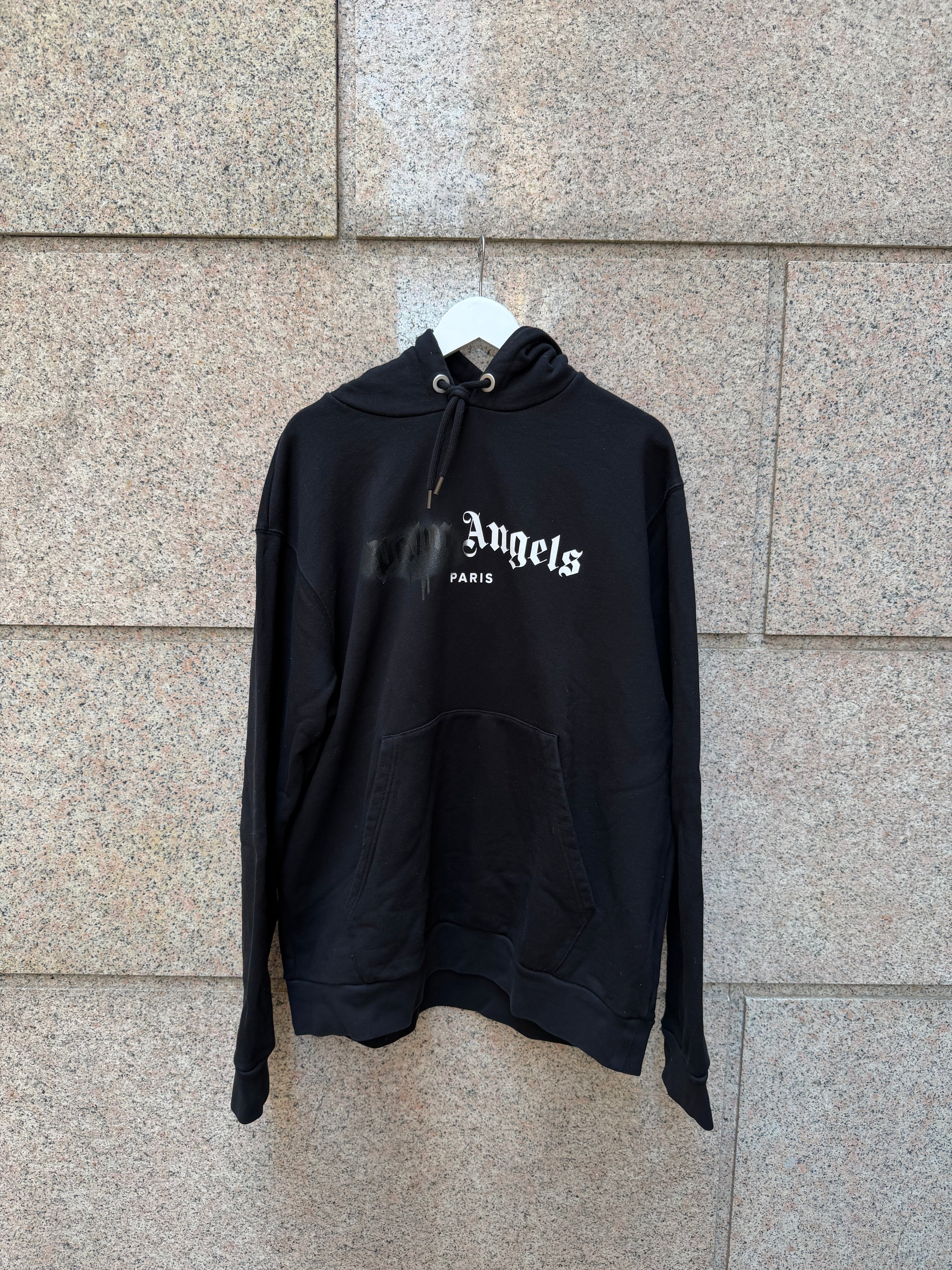 Palm Angels Hoodie Spray Logo Black Paris -  XL (USED)