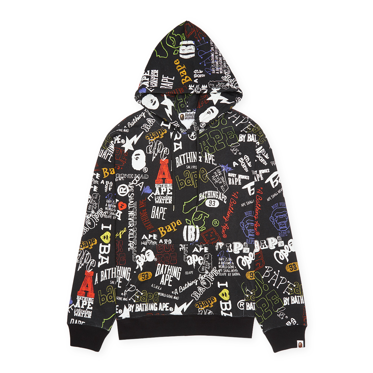A Bathing Ape BAPE Hoodie Hand Draw Black