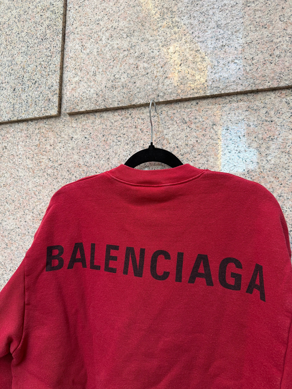 Balenciaga Crewneck Red Black Logo Back - S (USED)