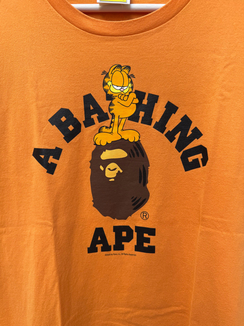 A Bathing Ape Bape X Garfield Orange Tee - L (USED)