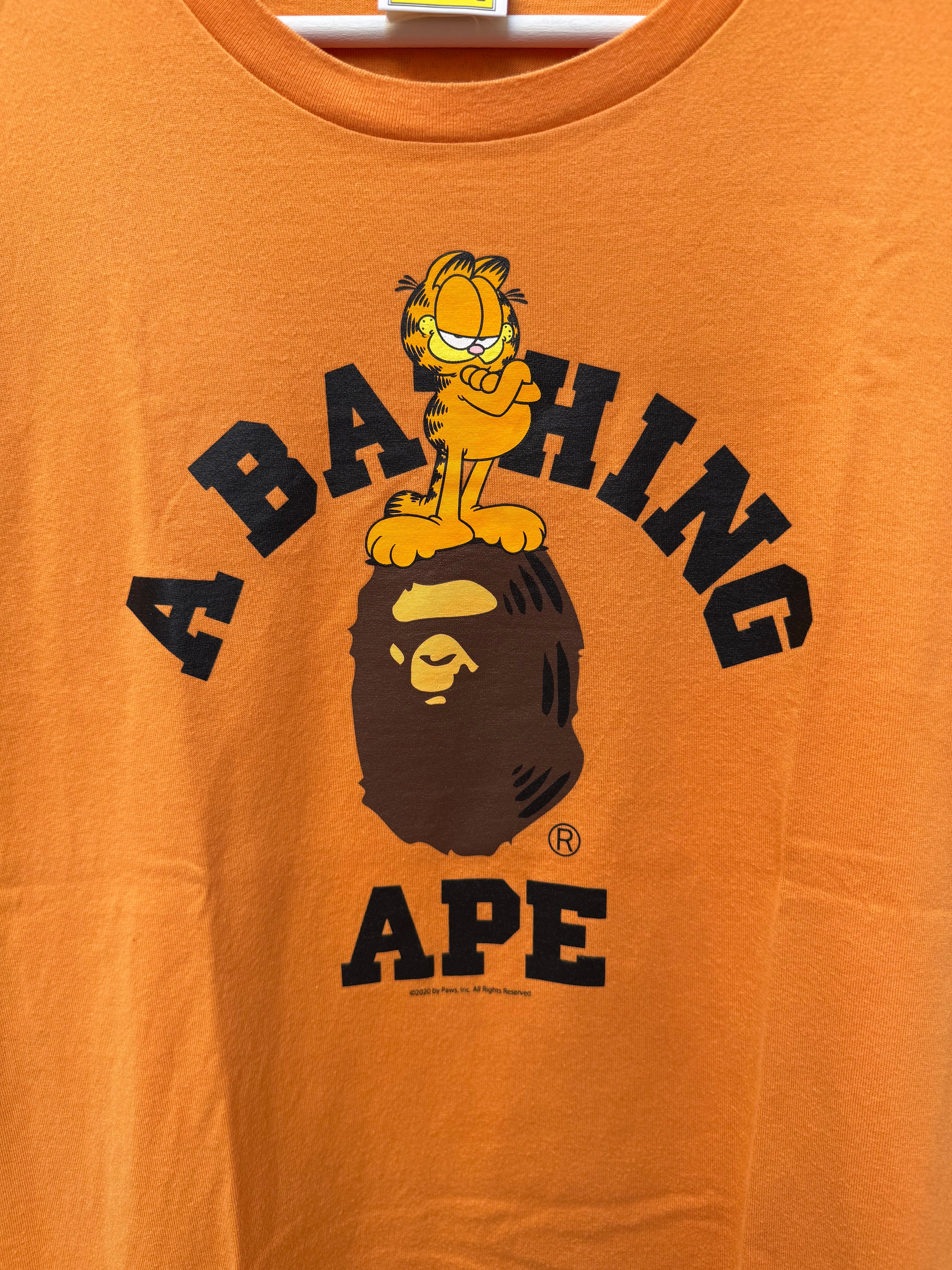 A Bathing Ape Bape X Garfield Orange Tee - L (USED)