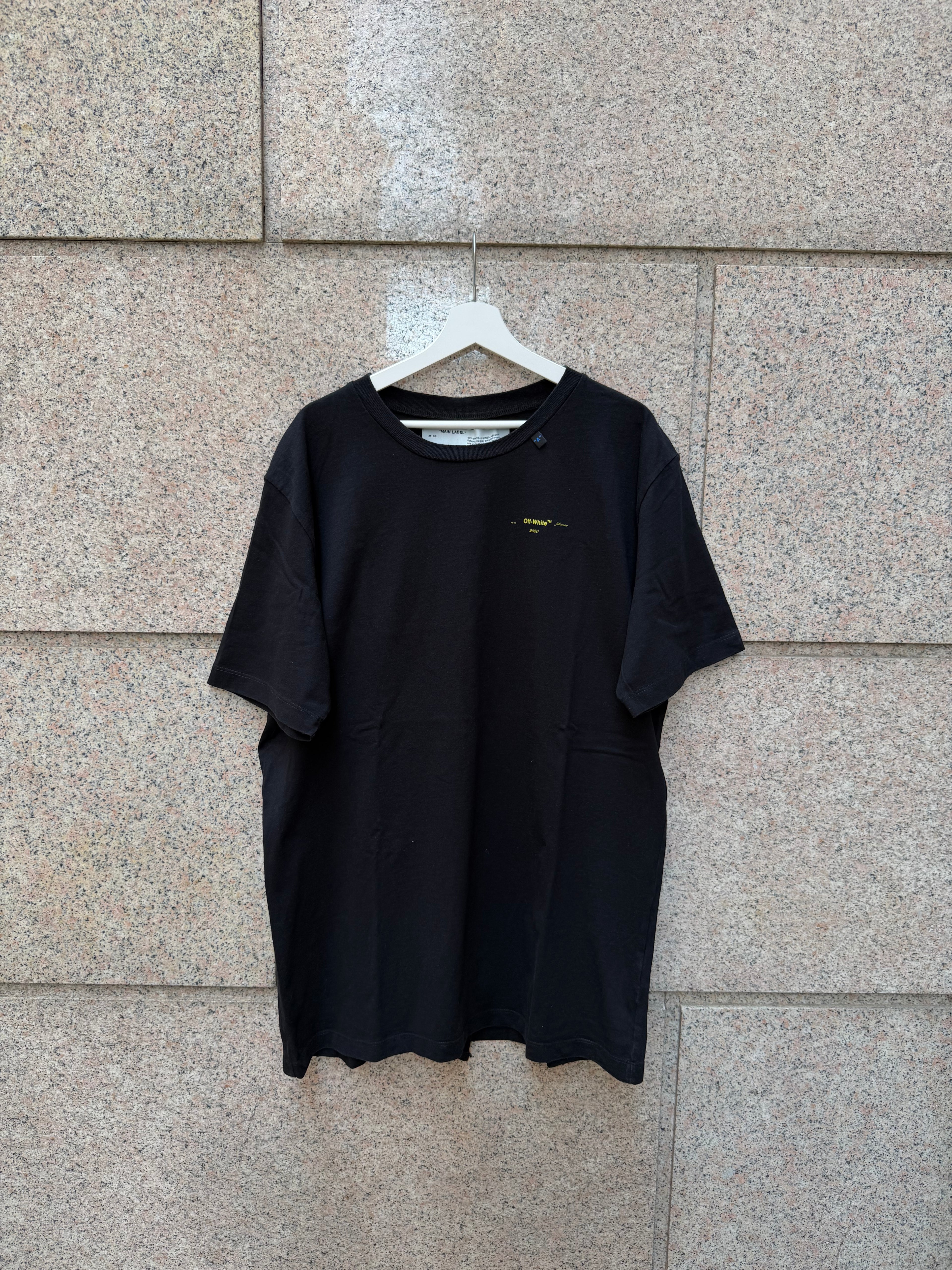 Off-White Virgil Abloh Black/Yellow Brushstroke Tee - XXL (USED)