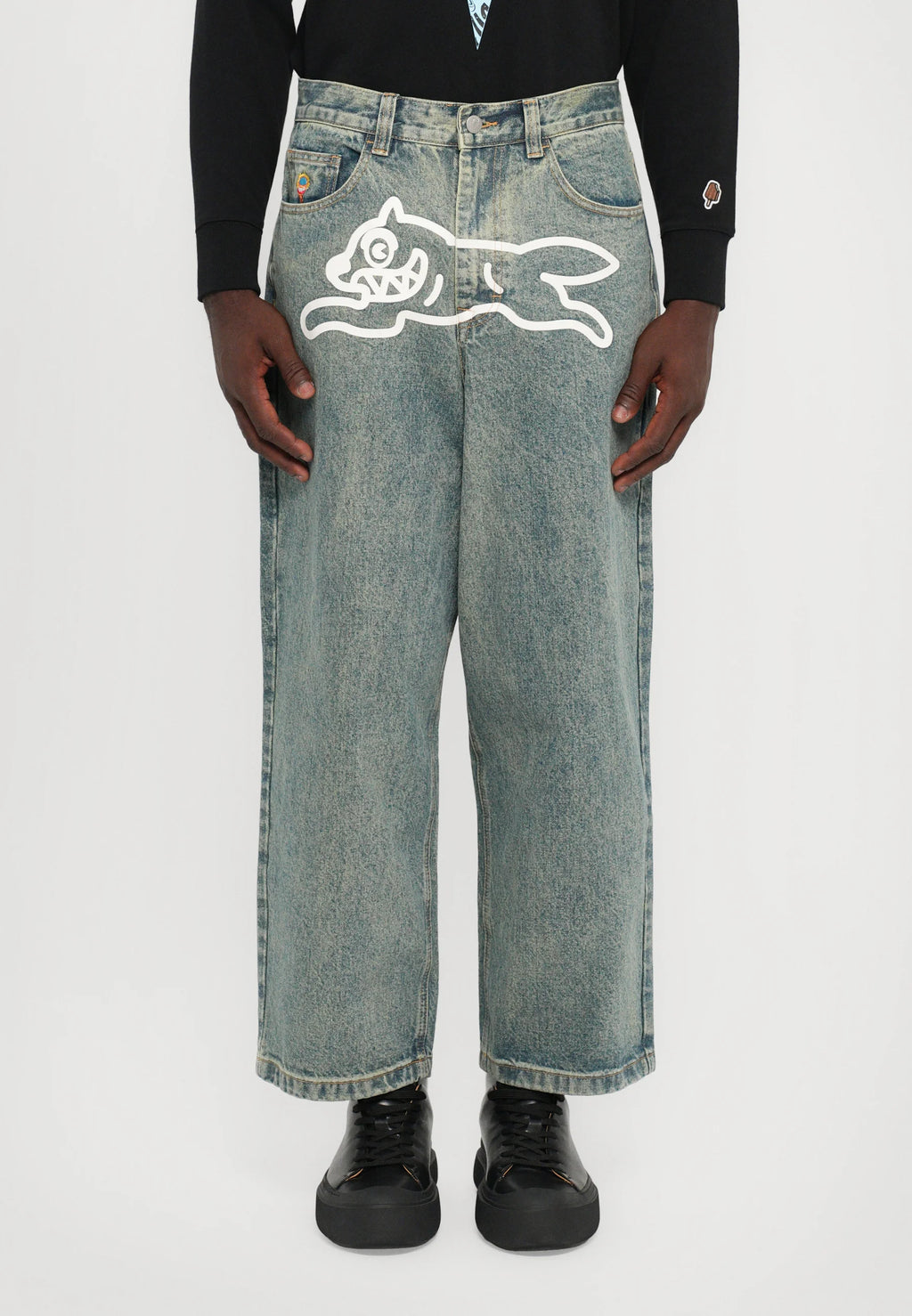Icecream RUNNING DOG TRIPLE SCOOP - Jeans loose fit - vintage wash