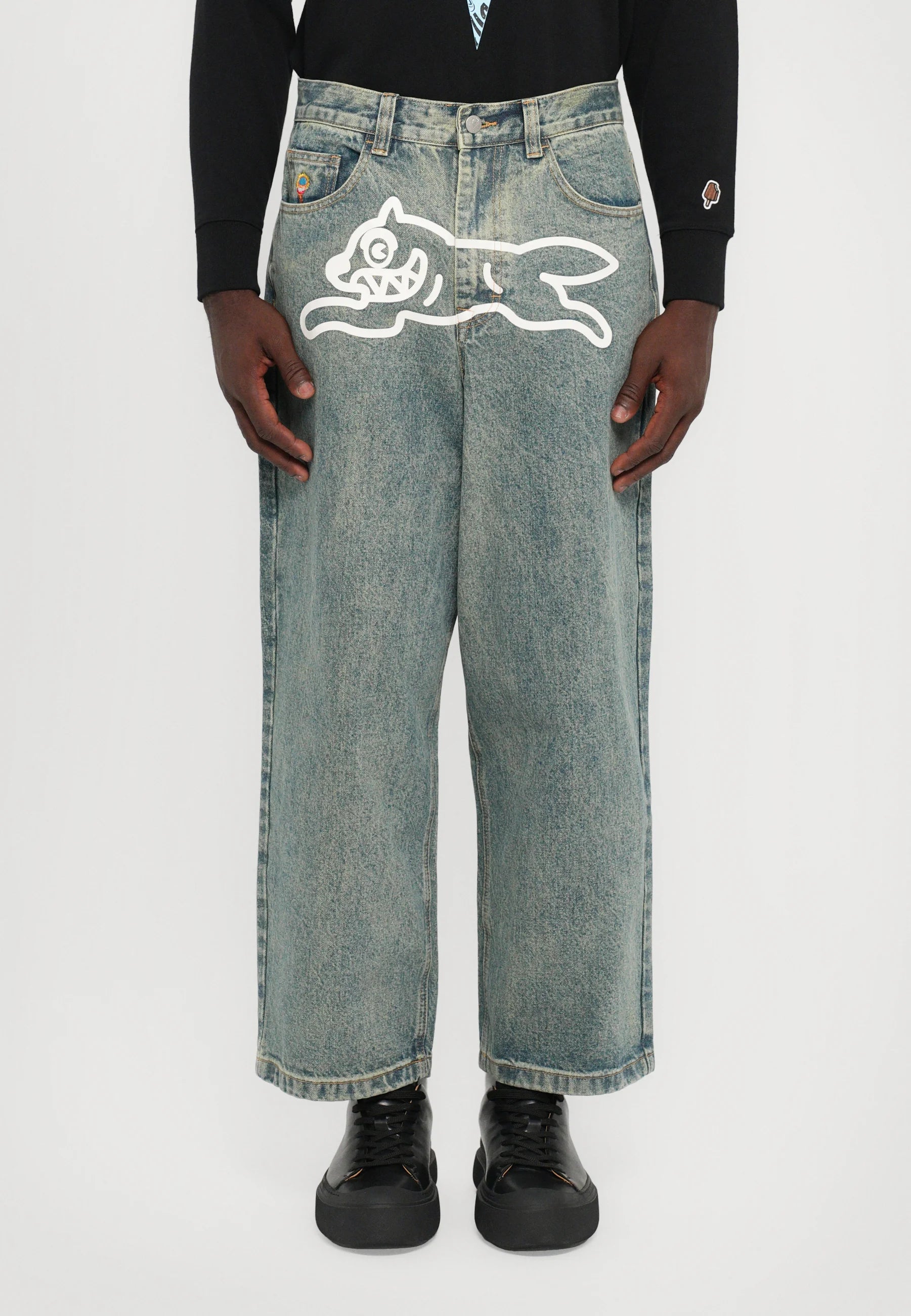 Icecream RUNNING DOG TRIPLE SCOOP - Jeans loose fit - vintage wash