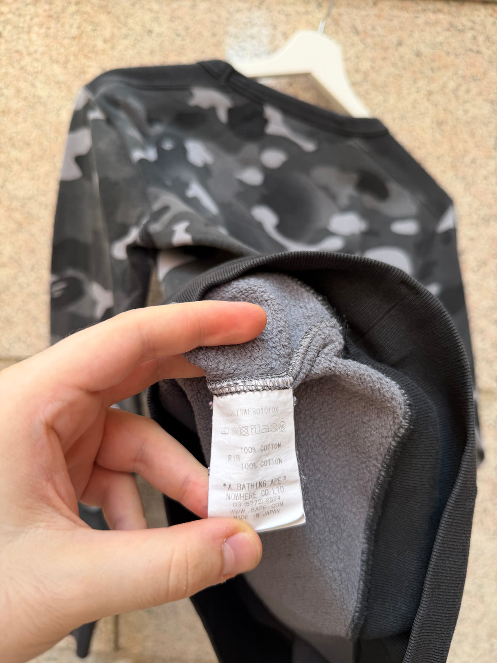 A Bathing Ape Bape Camo Grey Crewneck - S (USED)