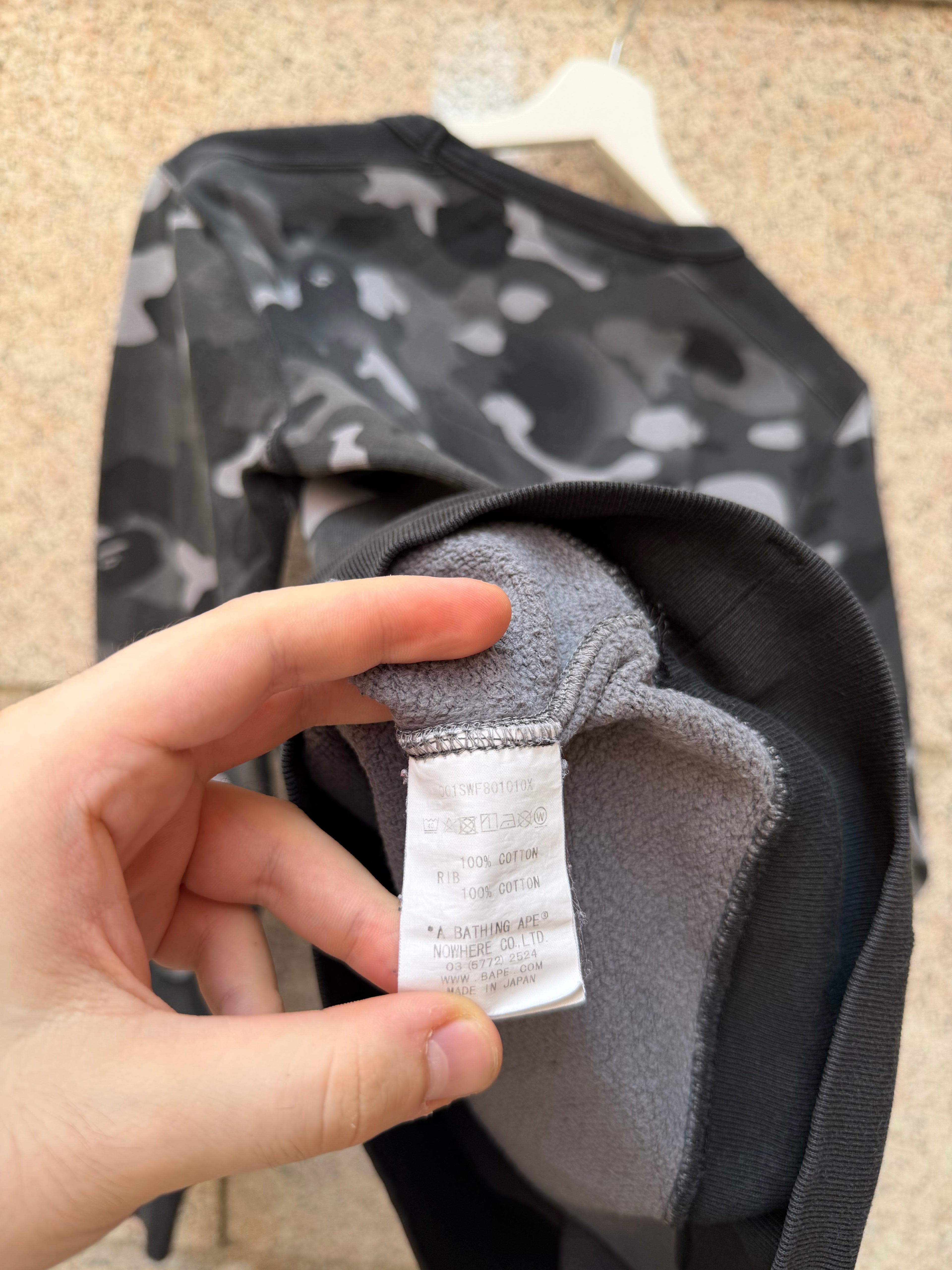 A Bathing Ape Bape Camo Grey Crewneck - S (USED)