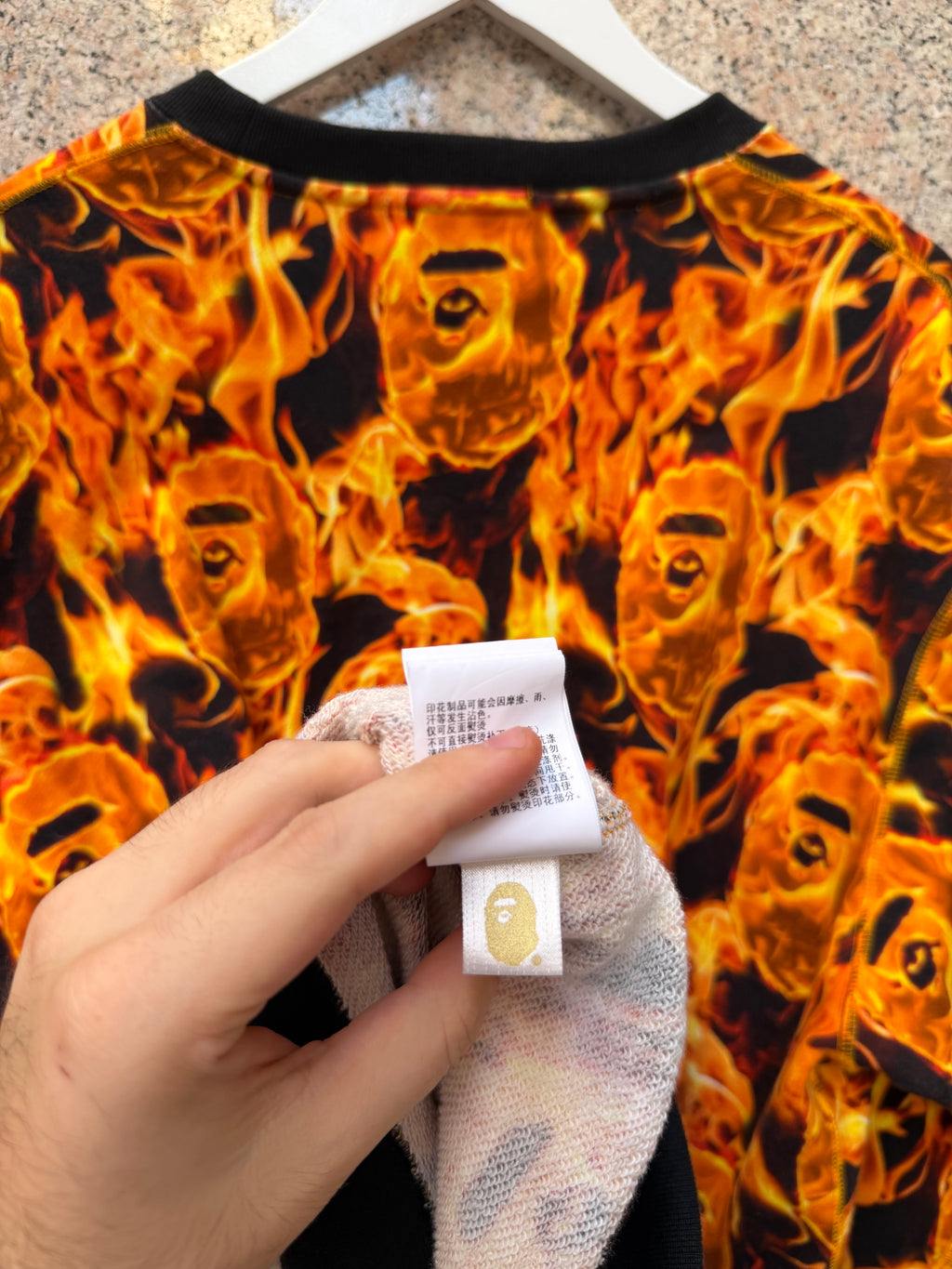 A Bathing Ape Bape Flame Wide Crewneck - XL (USED)