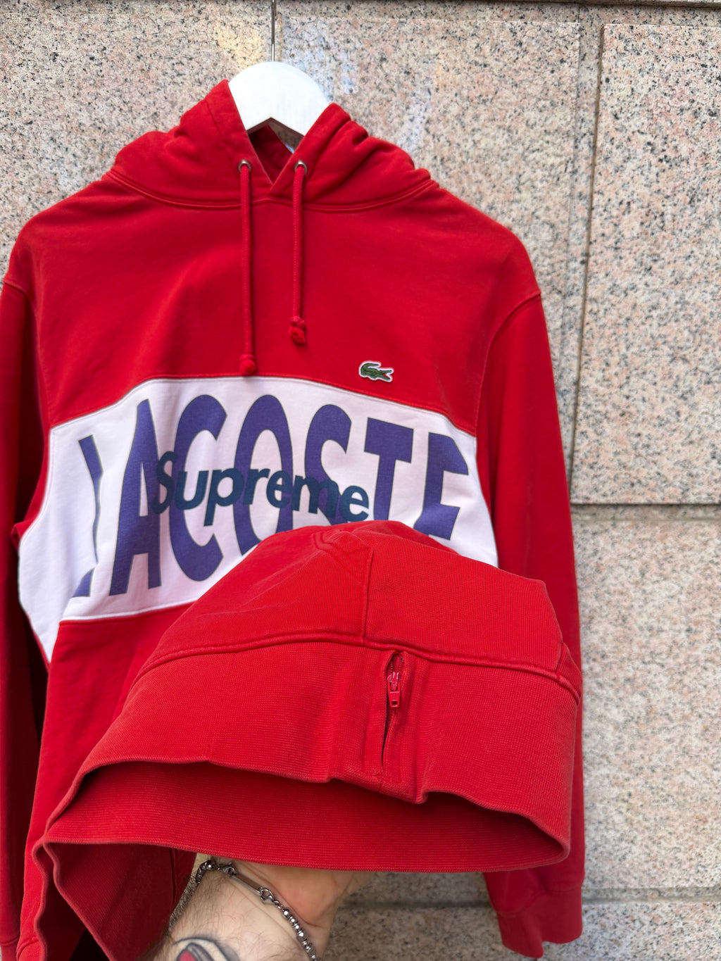 Supreme X Lacoste Hoodie Red  - M (USED)